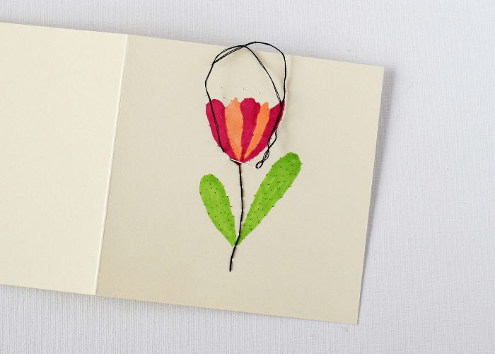 Stickerei auf Papier mit Rückstich