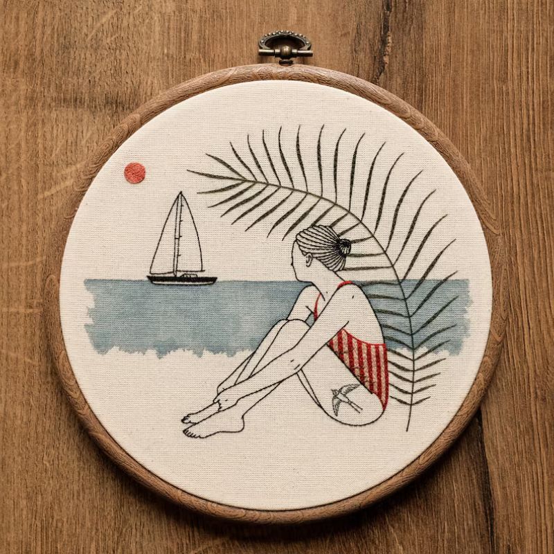 Girl At The Beach - digitale Handstickerei PDF-Anleitung Von ALIFERA