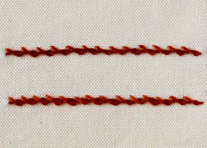 Broderie au point de chaînette torsadé avec fil de coton perlé
