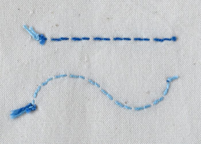 Threaded Lazy Daisy Stitch Reverse side