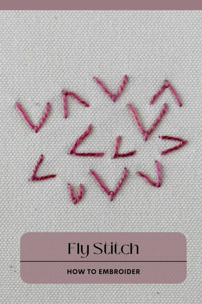 Fly stitch hand embroidery tutorial PIN image