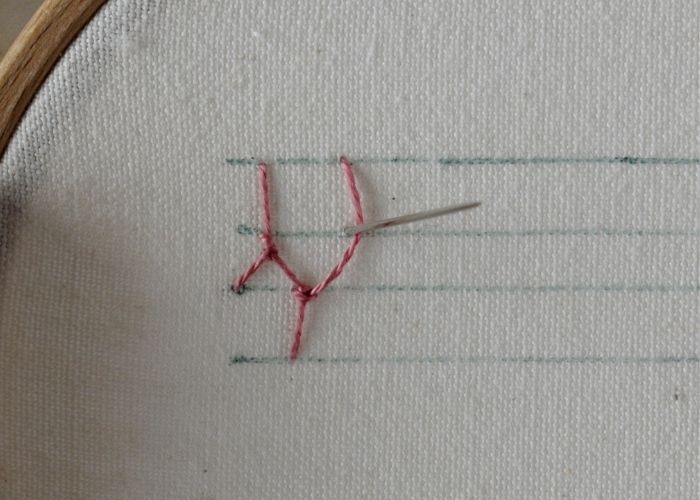 Knotted Cretan Stitch embroidery tutorial step 7 image